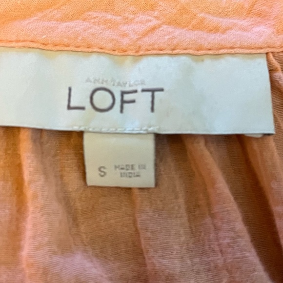 Ann Taylor The Loft Salmon Peasant Embroidered Tie Front Blouse SZ Small - Picture 10 of 11